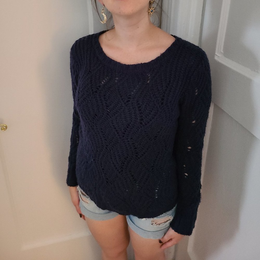 Delia's Y2K Knit Indigo Blue Woven Sweater